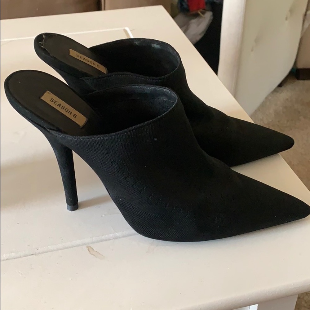 yeezy black heel mules